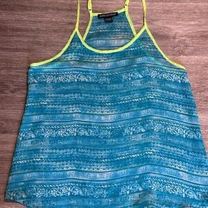 Y2K American Dream Teal & Lime Striped Halter Camisole & Top  size S